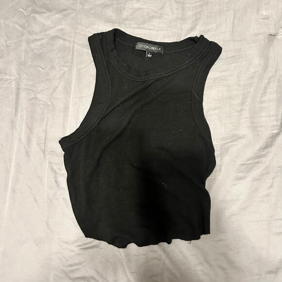 Black Ribbed Racer Back Tank - Picture 2 of 2